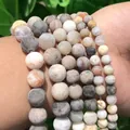 Frosted Amazonite and Blue Vein stone beads in various sizes for DIY jewelry making - Frosted Bamboo Leaf Agate / 4mm/1 Piece Approximately 90 Pieces/10g