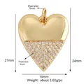 Polished copper heart-shaped pendant with cubic zirconia inlay and gold finish - L268032-Gold Half Rhinestone Heart Gold