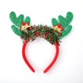 Christmas headband with red reindeer antlers, green glitter, and Merry Christmas stars - 41# Green Antler Star