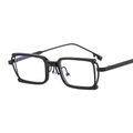 Modern square frame sunglasses in black with unique double-layer metal structure - Black Frame Clear Lens