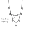 Detail of silver stainless steel necklace with heart pendants and measurement specifications - [XKN0357] Seven Hearts Necklace Steel