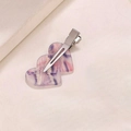 Detailed close-up of marble pattern heart-shaped acetate hair clip with metal duckbill base - Heart 2# M8135