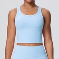 Damen Sport-BH Set in Hellblau mit U-Ausschnitt und High-Waist-Leggings für Fitness - Himmelblau