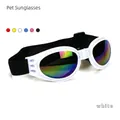 Foldable white pet sunglasses with rainbow lenses and adjustable black strap for dogs - One Size / White