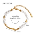 18K gold plated stainless steel bracelet with freshwater pearls and irregular metal bar - Irregular Pearl Patchwork Bracelet