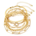 Chic multi-layered gold chain bracelet set featuring curb and snake chain styles - Style 16-Gold 4Pcs Simple Chain Set