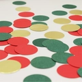 Macro shot of red green and gold round confetti sequins for Christmas party decoration - Christmas Red Green Gold Card Circles (ai-100 Pcs/Pack)