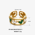 Goldener Edelstahlring mit Herzform sowie grünem und weißem Emaille-Dekor - Grün-Weißes Herz-Stil (ZN1338)