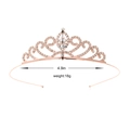 Serre-tête couronne en or rose avec strass blancs pour filles, hauteur de 3,8 cm - Couronne à blocs de diamant à vagues en or rose (Style 38)