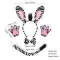 Kids zebra costume set with striped headband, plush gloves, bowtie, and long tail - 4pcs Zebra Set (Hair Ears + Gloves)