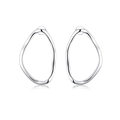 Minimalist silver S925 sterling silver irregular geometric hoop earrings in polished finish - Irregular Hoop Earrings