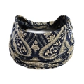 Bandeau de yoga bohème bleu marine avec motif paisley extensible pour femmes sportives - Bleu Foncé Paisley (#96)