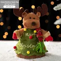 Sac cadeau de Noël renne vert en peluche avec base en bois pour confiseries - AFLD6-3 Style Renne Vert 15x12x19cm