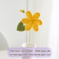 Handmade crochet yellow tung flower with green leaf for home decor, 43cm height - Yellow Paulownia Flower Single Stem