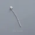 Minimalist S999 sterling silver pull-through threader earrings with letter R charm - Letter R
