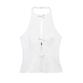 Conjunto de top halter blanco con lazos y falda a juego en vista plana profesional - XS / Blanco