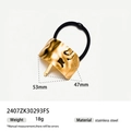 Golden irregular wavy stainless steel hair tie with black elastic band, 53mm x 47mm - Wavy Texture Style / Gold