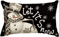 Linen Christmas pillowcase featuring a Let It Snow snowman design with white snowflakes - Style E (Single-sided)