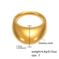 Polierter, klobiger 18K vergoldeter Edelstahl-Domring im minimalistischen Stil Größe 7 - Klobiger Kuppelstil (A291) / Gold