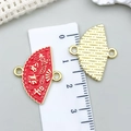 Roter Emaille-Fächeranhänger mit Goldrand und Lineal zeigt 2cm Breite für DIY-Schmuck - Rot - Glück (19x23mm)