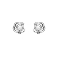Minimalist S999 sterling silver rose flower stud earrings with a sleek silver finish - Rose Flower Studs (S999 Silver)