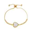 Bracciale a cuore dorato regolabile con catena a scatola e centro strutturato argento - Argento