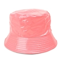 Stylish pink patent leather bucket hat with glossy finish and durable stitching - One Size(58cm) / Watermelon red