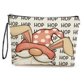Trousse à maquillage de Pâques en toile avec motif de gnome et oreilles de lapin - Style Gnome Hop - Avec Dragonne (xy-058-4)