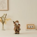 Nordic rustic Santa Claus figurine in brown plush holding a lantern and forest twigs - Fur Collar Backpack / 30cm