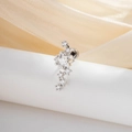 Elegant silver star zircon stud earring with sparkling meteor shower wave design for cartilage - White Star Meteor Style (A888-1)