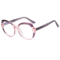 Stylish TR90 geometric cat-eye glasses with transparent purple pink gradient frame - Transparent Pink Purple