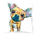 Square digital print pillow cover featuring colorful artistic Chihuahua illustration - Style 9