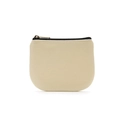Minimalist beige canvas coin purse with premium black YKK zipper in a semi-circular shape - Ivory Yellow