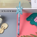 Metallic blue trident shaped creative pen featuring intricate mythical dragon carvings - Spear Pen - Blue / 0.5mm