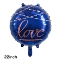 Detail of a 22-inch dark blue round foil balloon with rose gold love cursive script - 22 Inch Deep Blue Double Sided Love Round Style