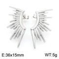 Silver sunburst wing stud earrings in stainless steel with 36x15mm dimensions - Silver Style (KE113878-KFC)