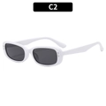 Chic retro oval white sunglasses with dark grey lenses and silver heart stud details - White Frame Gray Lens