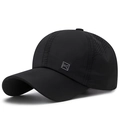 Gorra deportiva negra de secado rápido con ventilación láser y logo cuadrado - Ajustable / Negro