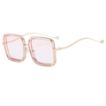 Gafas de sol cuadradas vintage con patillas de metal dorado y cristales rosas - Montura Rosa Lente Rosa Degradado