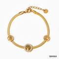 Bracciale a catena serpente in acciaio dorato con ciondoli Albero della Vita e cristalli - Oro(SBK068)