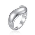 Macro side view of a minimalist silver stainless steel ring with polished curved surface - US 7 / No. 1 Bean Shape Design (No. 1) / Steel