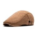 Classic brown suede newsboy cap featuring an adjustable metal side buckle for men and women - Adjustable / Khaki