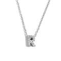 Collana in acciaio argento con pendente a lettera R scintillante con cristalli - Colore Acciaio-Lettera R