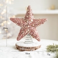 Étoile de Noël rose scintillante avec paillettes dorées et support ressort, 20cm - 20cm / Rose
