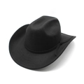 Classic black wool felt western cowboy hat with wide brim and decorative ribbon band - M (56-58cm) / Black