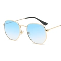 Gafas de sol de metal dorado irregulares con lentes hexagonales degradadas azul claro - Montura Dorada Lente Azul Degradado C13