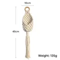 Bohemian hand-woven cotton wall basket with wood ring and fringe, 10x45cm size - 45*10cm (135g)