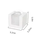 White cardboard cake box with clear window and handle, dimensions 13.5x13.5x15cm - 3 Inch Tall White With Tray