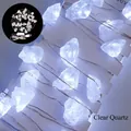 Catena luminosa a LED in filo di rame con cristalli bianchi naturali e spina USB - Cristallo di rocca