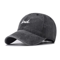 Casquette baseball vintage gris foncé délavé avec broderie BRUH et texture vieillie - Réglable / Noir Lavé